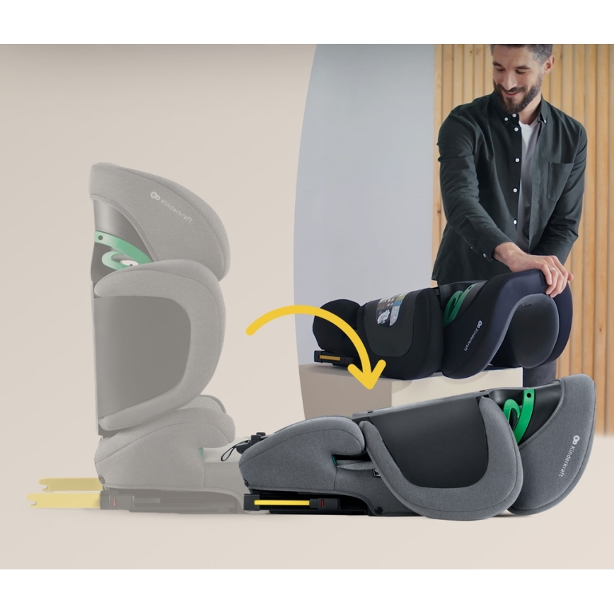 KINDERKRAFT SELECT - Седалка за кола XPAND 2 i-Size (100-150 см) Premium Ракета сив