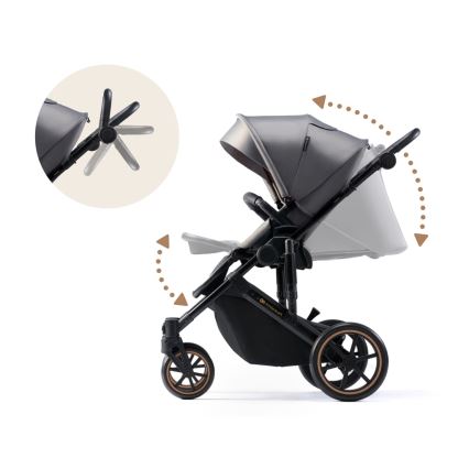 KINDERKRAFT SELECT - Комбинирана бебешка количка 3в1 PRIME 2 Premium Shadow сив + автомобилна седалка