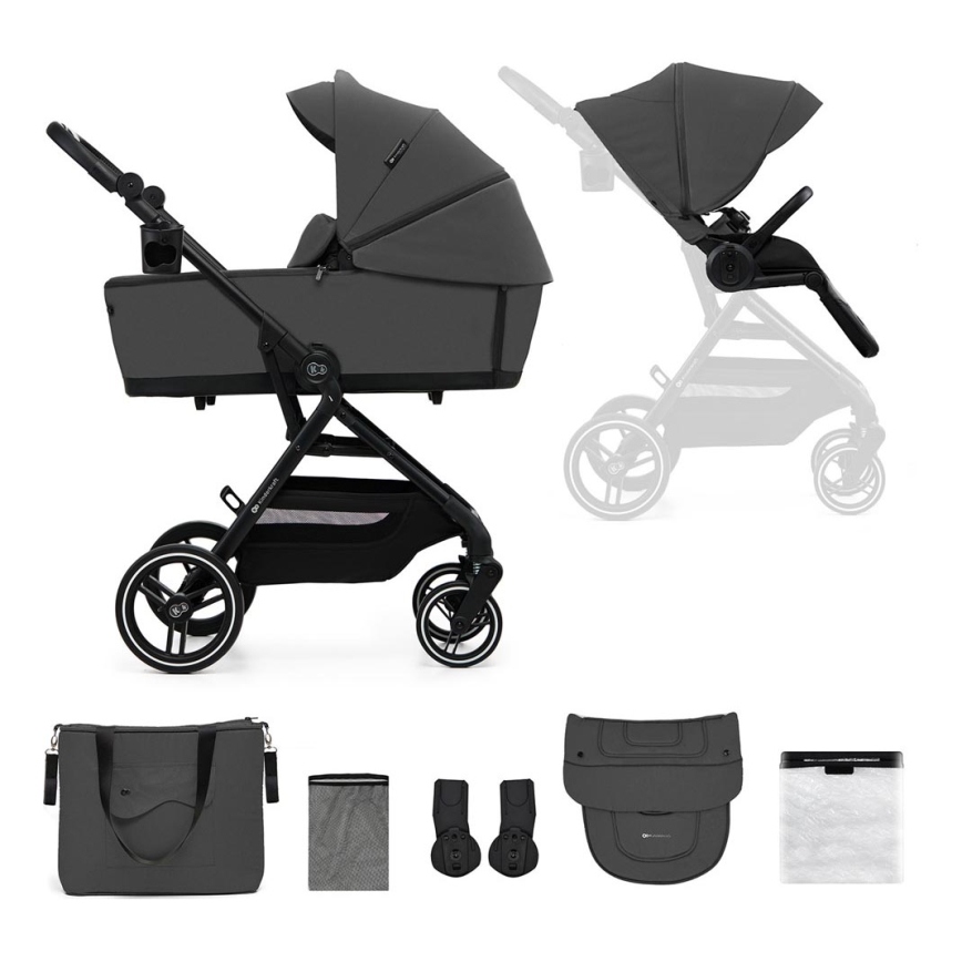 KINDERKRAFT SELECT - Комбинирана бебешка количка 2в1 YOXI Moonlight сив