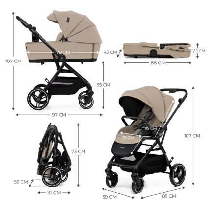 KINDERKRAFT SELECT - Комбинирана бебешка количка 2в1 YOXI Sand бежов