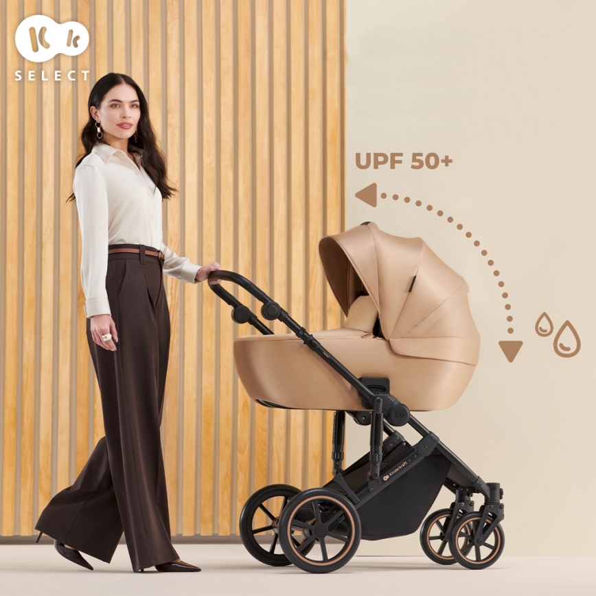 KINDERKRAFT SELECT - Комбинирана бебешка количка 3в1 PRIME 2 Premium Sandrose бежов + автомобилна седалка