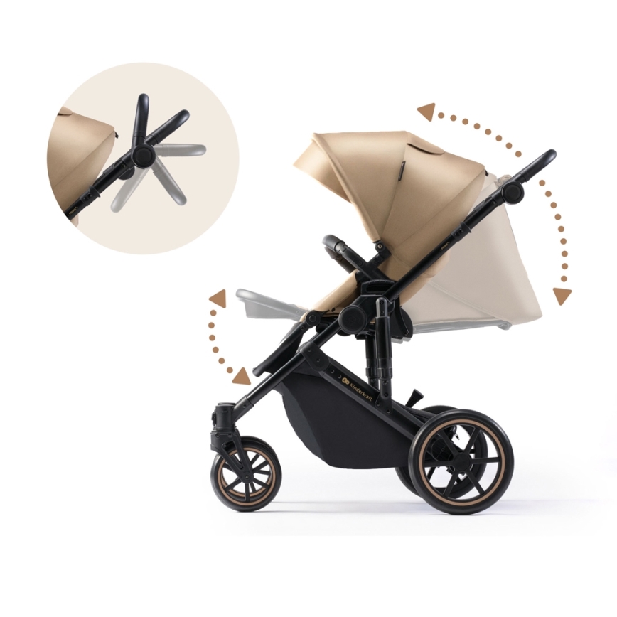 KINDERKRAFT SELECT - Комбинирана бебешка количка 3в1 PRIME 2 Premium Sandrose бежов + автомобилна седалка