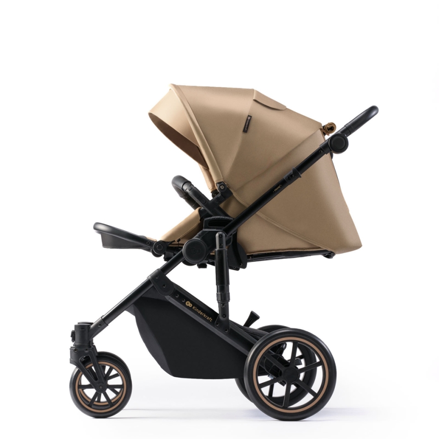 KINDERKRAFT SELECT - Комбинирана бебешка количка 3в1 PRIME 2 Premium Sandrose бежов + автомобилна седалка