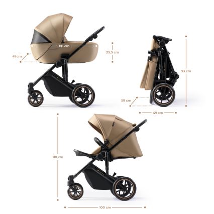 KINDERKRAFT SELECT - Комбинирана бебешка количка 3в1 PRIME 2 Premium Sandrose бежов + автомобилна седалка