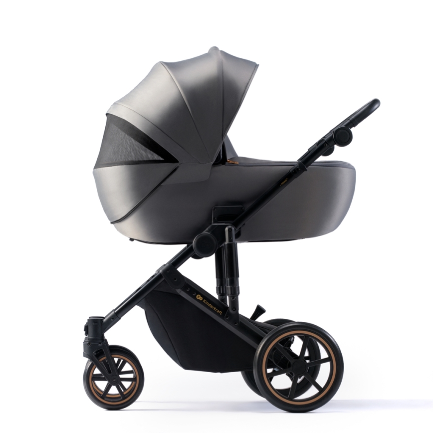 KINDERKRAFT SELECT - Комбинирана бебешка количка 3в1 PRIME 2 Premium Shadow сив + автомобилна седалка