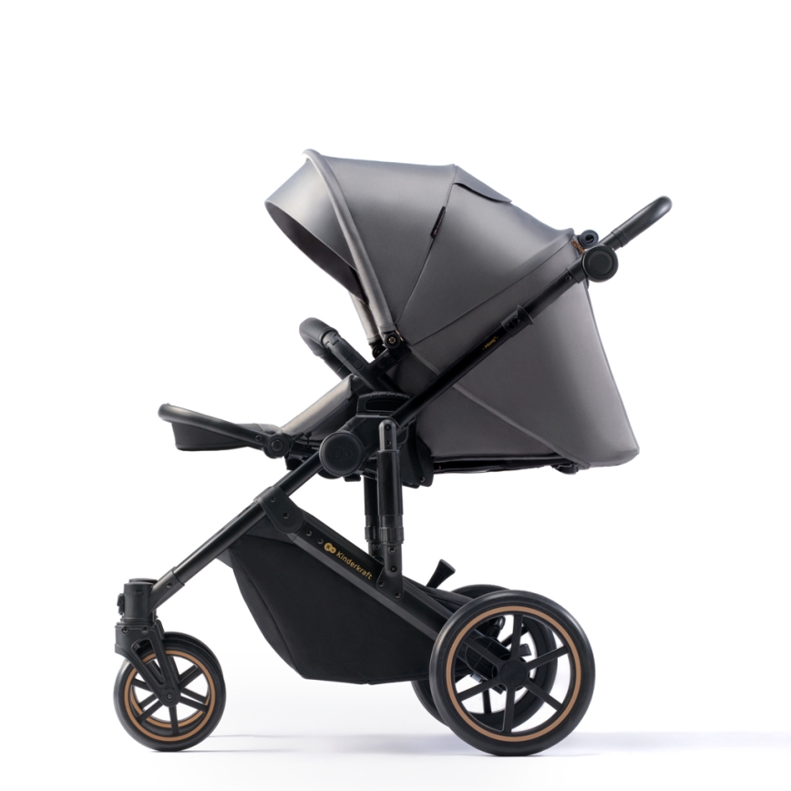 KINDERKRAFT SELECT - Комбинирана бебешка количка 3в1 PRIME 2 Premium Shadow сив + автомобилна седалка