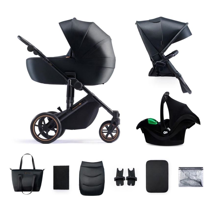 KINDERKRAFT SELECT - Комбинирана количка 3в1 PRIME 2 Premium Venezian black + детско столче за кола