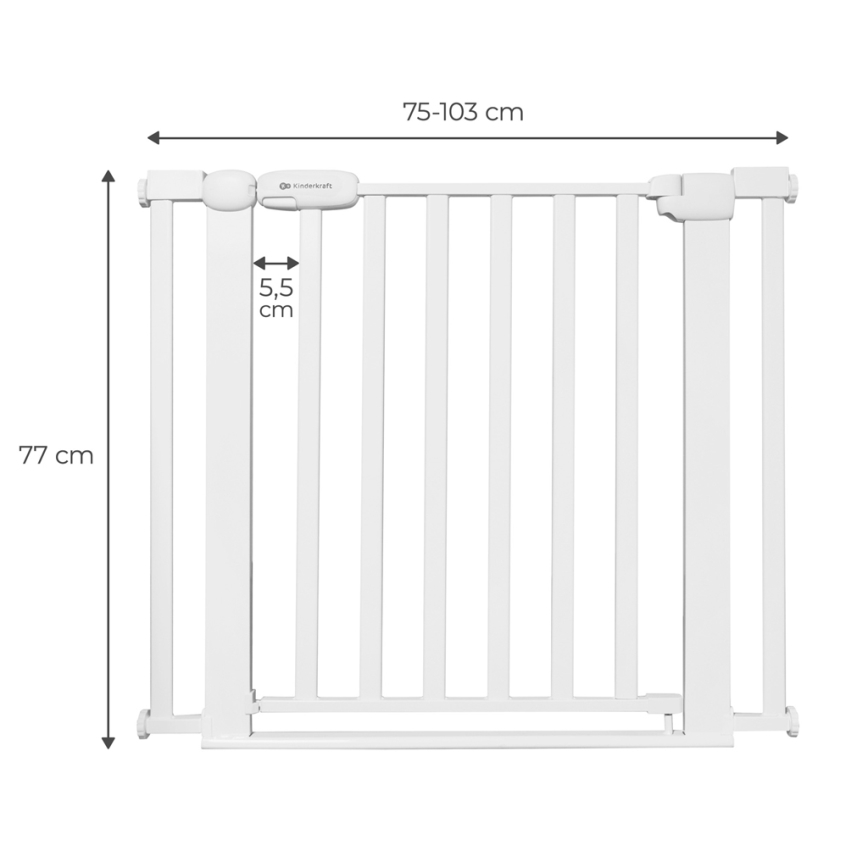 KINDERKRAFT - Защитна бариера LOCK&GO 75-103 см бял