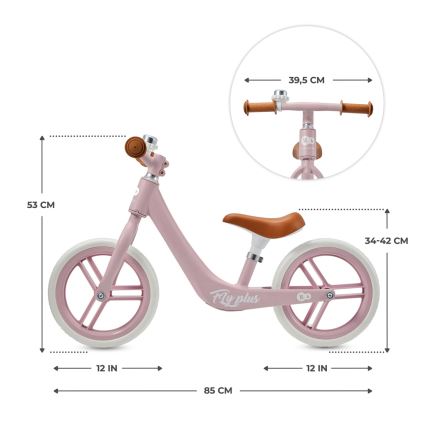 KINDERKRAFT - Колело за бутане FLY PLUS Powder розов