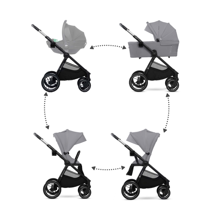 KINDERKRAFT - Комбинирана бебешка количка 2в1 NEA 2 Platinum сив