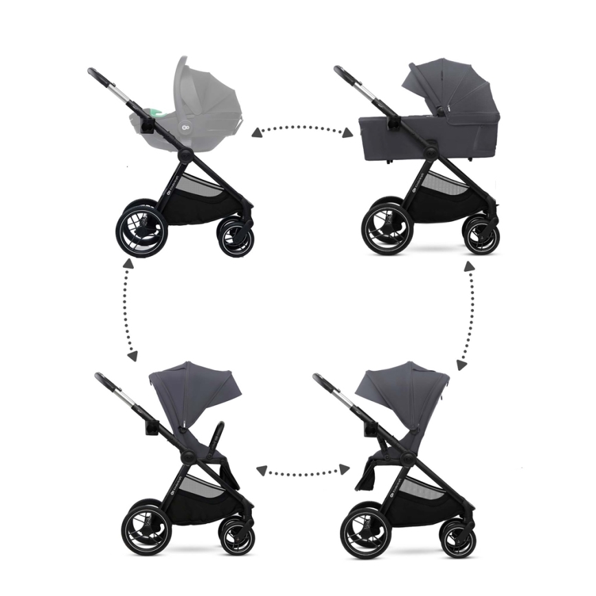 KINDERKRAFT - Комбинирана бебешка количка 2в1 NEA 2 Тъмносив