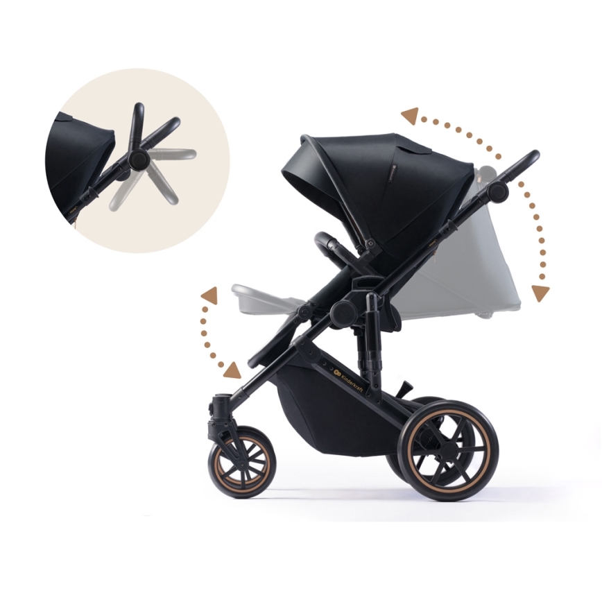 KINDERKRAFT - Комбинирана бебешка количка 2в1 PRIME 2 черен