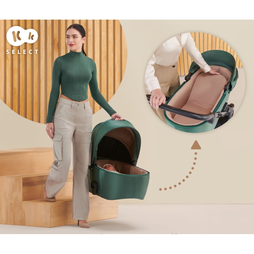 KINDERKRAFT - Комбинирана бебешка количка 2в1 PRIME 2 зелен