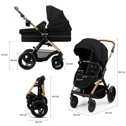 KINDERKRAFT - Комбинирана бебешка количка 3 в 1 MOOV 2 XL Air Black