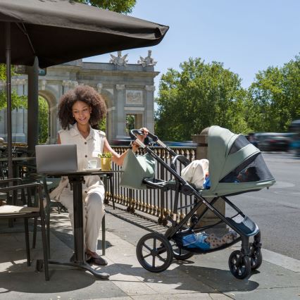 KINDERKRAFT - Комбинирана бебешка количка 3 в 1 PRIME 3 тъмнозелена