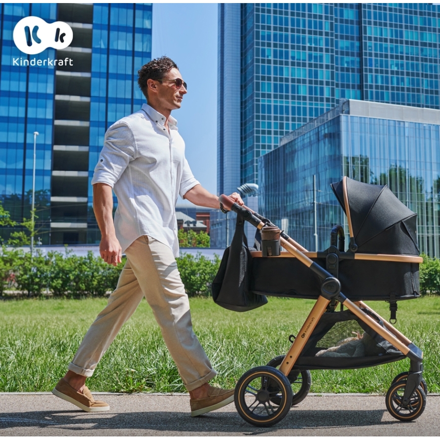 KINDERKRAFT - Комбинирана бебешка количка 3в1 ESME Pure черен + автомобилна седалка MINK PRO