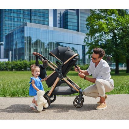 KINDERKRAFT - Комбинирана бебешка количка 3в1 ESME Pure черен + автомобилна седалка MINK PRO