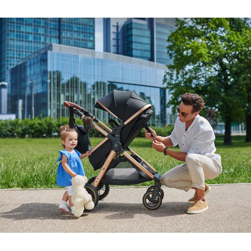 KINDERKRAFT - Комбинирана бебешка количка 3в1 ESME Pure черен + автомобилна седалка MINK PRO