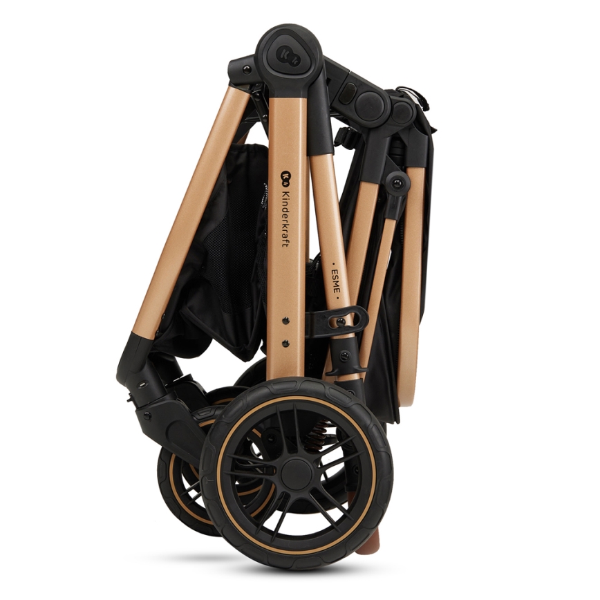 KINDERKRAFT - Комбинирана бебешка количка 3в1 ESME Pure черен + автомобилна седалка MINK PRO