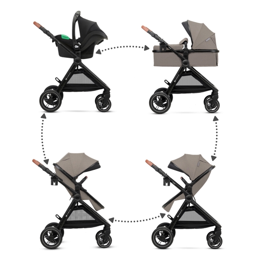 KINDERKRAFT - Комбинирана бебешка количка 3в1 ESME Sand бежов + автомобилна седалка MINK PRO