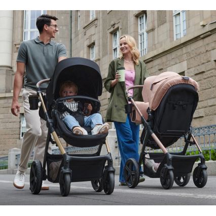 KINDERKRAFT - Комбинирана бебешка количка 3в1 MOOV 2 AIR Pure черен + автомобилна седалка MINK PRO