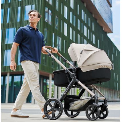 KINDERKRAFT - Комбинирана бебешка количка 3в1 MOOV 2 Moonlight сив + автомобилна седалка MINK PRO