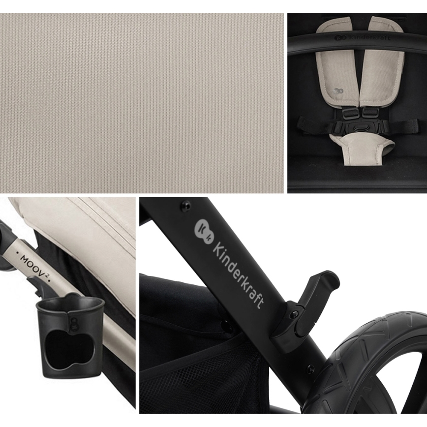 KINDERKRAFT - Комбинирана бебешка количка 3в1 MOOV 2 Moonlight сив + автомобилна седалка MINK PRO