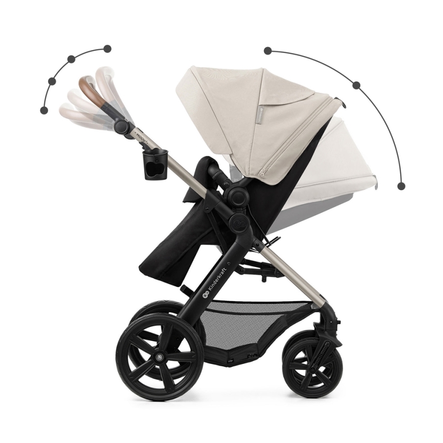 KINDERKRAFT - Комбинирана бебешка количка 3в1 MOOV 2 Moonlight сив + автомобилна седалка MINK PRO