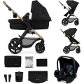 KINDERKRAFT - Комбинирана бебешка количка 3в1 MOOV 2 Pure черен + автомобилна седалка MINK PRO