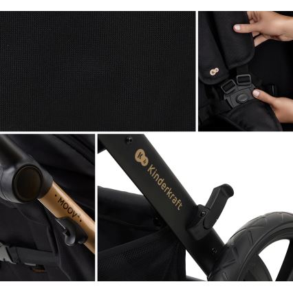 KINDERKRAFT - Комбинирана бебешка количка 3в1 MOOV 2 Pure черен + автомобилна седалка MINK PRO