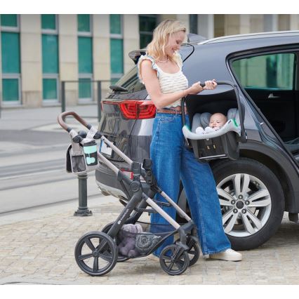 KINDERKRAFT - Комбинирана бебешка количка 3в1 MOOV 2 Sand бежов + автомобилна седалка MINK PRO