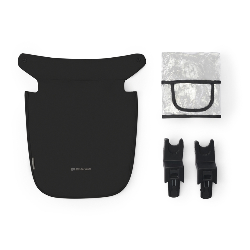 KINDERKRAFT - Комбинирана бебешка количка 3в1 NEWLY Kласически черен  + автомобилна седалка MINK PRO