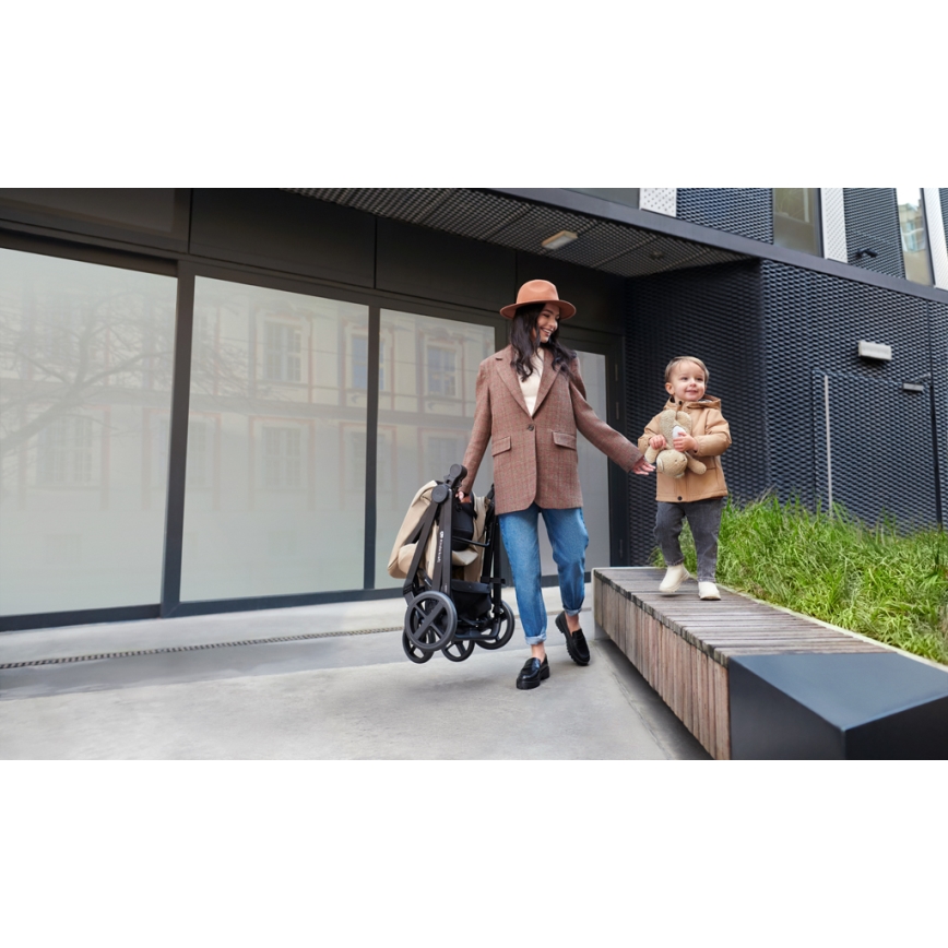 KINDERKRAFT - Комбинирана бебешка количка 3в1 NEWLY Sand бежов + автомобилна седалка MINK PRO