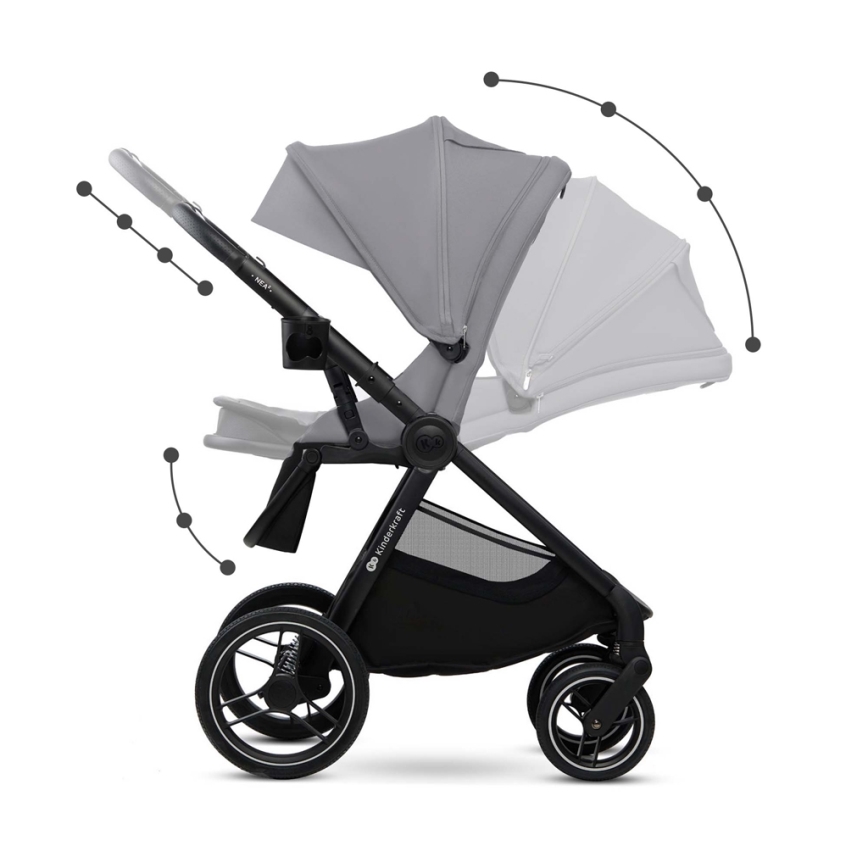 KINDERKRAFT - Комбинирана бебешка количка 2в1 NEA 2 Platinum сив