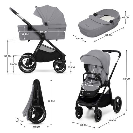 KINDERKRAFT - Комбинирана бебешка количка 2в1 NEA 2 Platinum сив