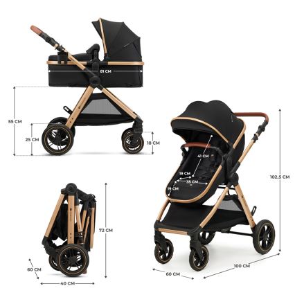 KINDERKRAFT - Комбинирана бебешка количка 3в1 ESME Pure черен + автомобилна седалка MINK PRO