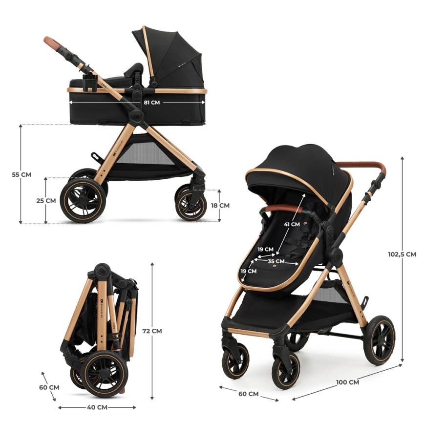 KINDERKRAFT - Комбинирана бебешка количка 3в1 ESME Pure черен + автомобилна седалка MINK PRO