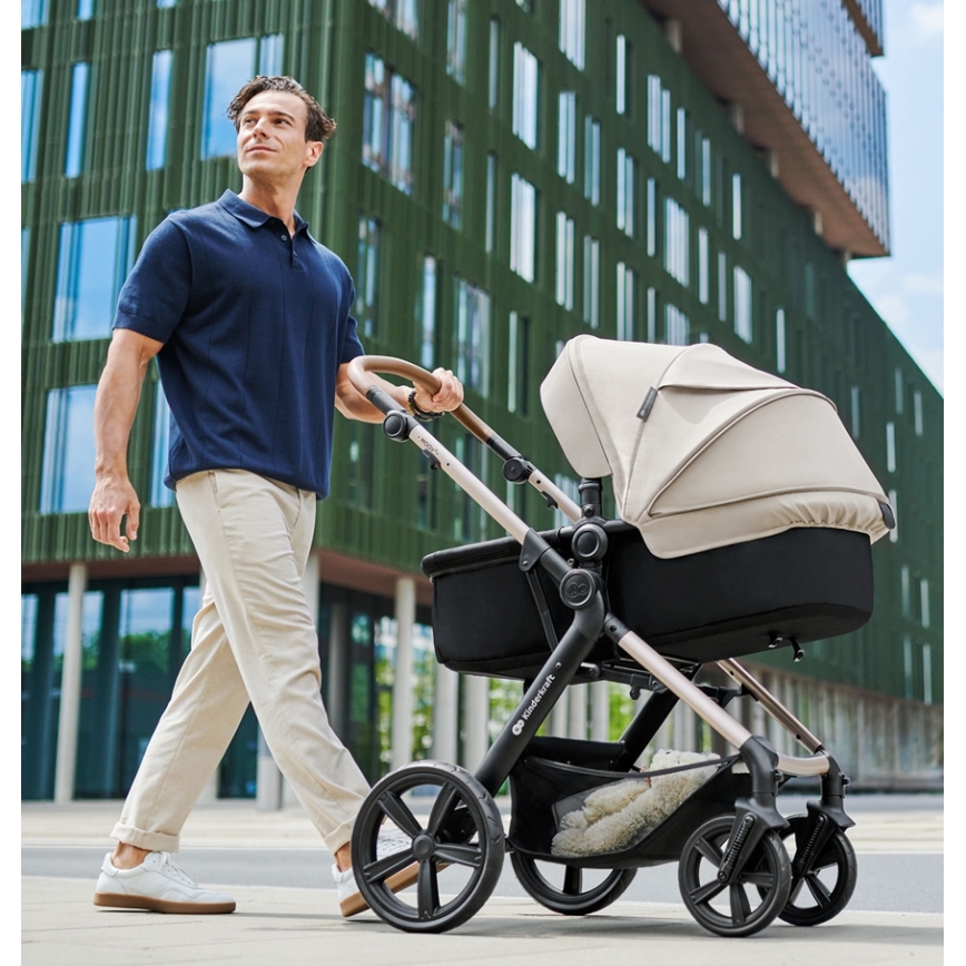 KINDERKRAFT - Комбинирана бебешка количка 3в1 MOOV 2 AIR Moonlight сив + автомобилна седалка MINK PRO