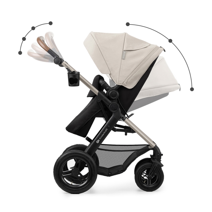 KINDERKRAFT - Комбинирана бебешка количка 3в1 MOOV 2 AIR Moonlight сив + автомобилна седалка MINK PRO