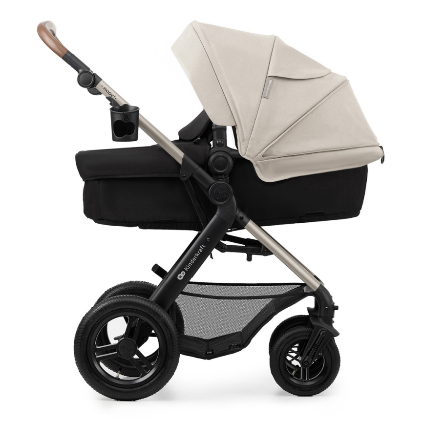 KINDERKRAFT - Комбинирана бебешка количка 3в1 MOOV 2 AIR Moonlight сив + автомобилна седалка MINK PRO
