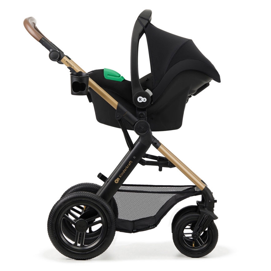 KINDERKRAFT - Комбинирана бебешка количка 3в1 MOOV 2 AIR Pure черен + автомобилна седалка MINK PRO