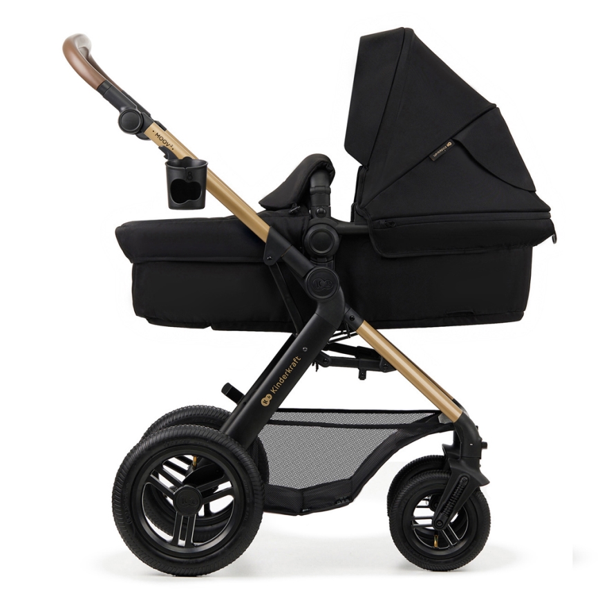 KINDERKRAFT - Комбинирана бебешка количка 3в1 MOOV 2 AIR Pure черен + автомобилна седалка MINK PRO
