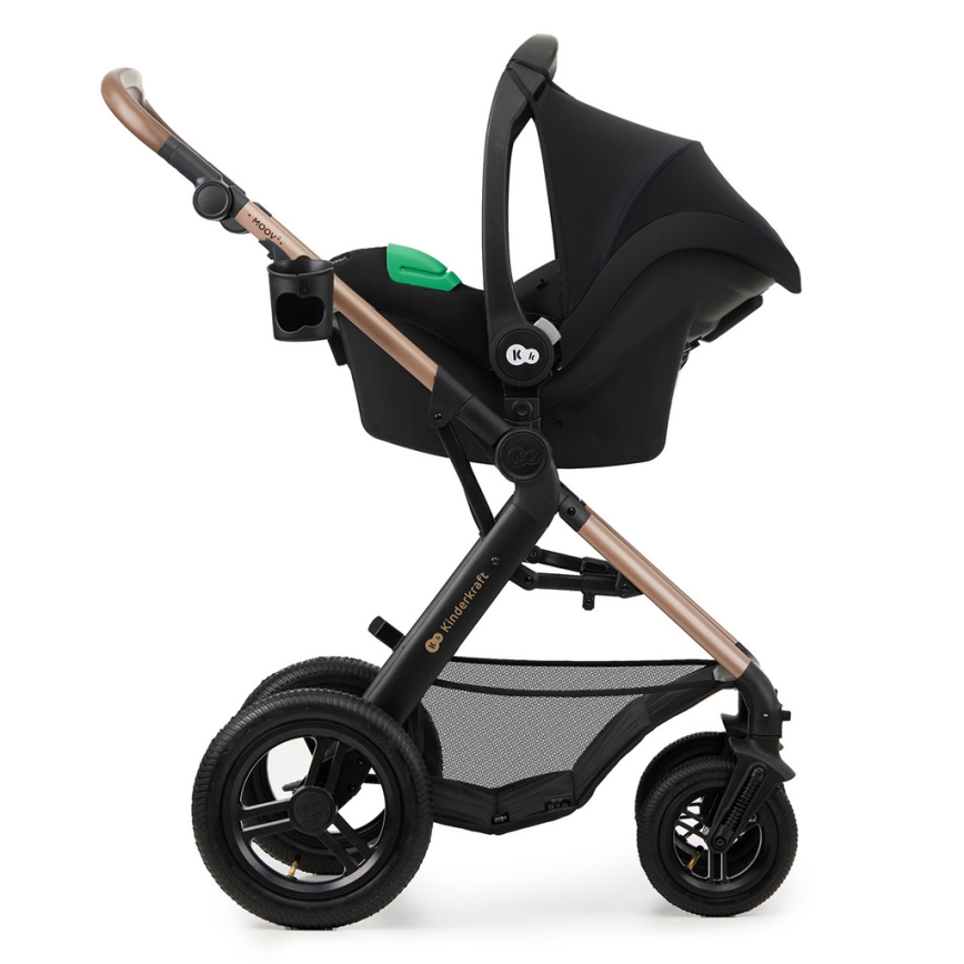 KINDERKRAFT - Комбинирана бебешка количка 3в1 MOOV 2 AIR Sand бежов + автомобилна седалка MINK PRO