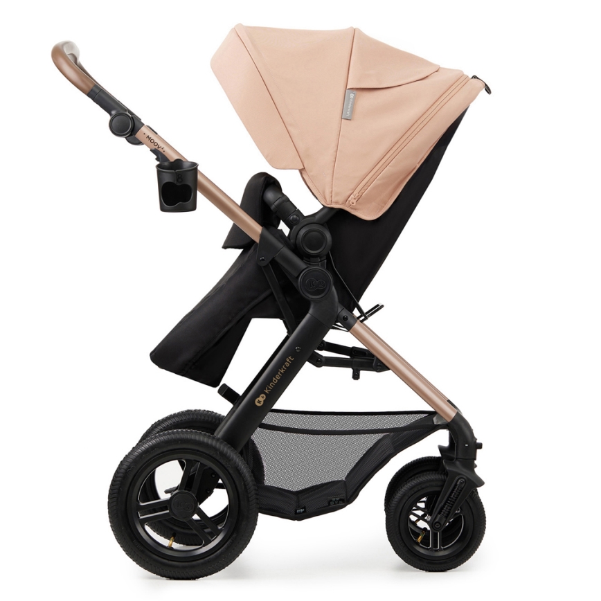 KINDERKRAFT - Комбинирана бебешка количка 3в1 MOOV 2 AIR Sand бежов + автомобилна седалка MINK PRO