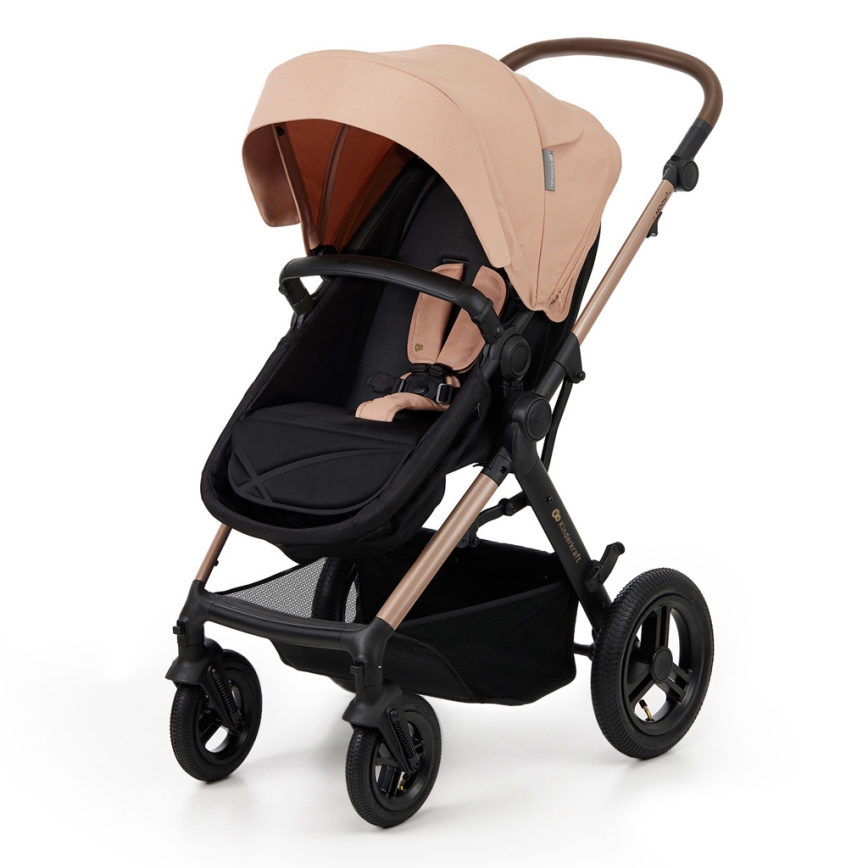 KINDERKRAFT - Комбинирана бебешка количка 3в1 MOOV 2 AIR Sand бежов + автомобилна седалка MINK PRO