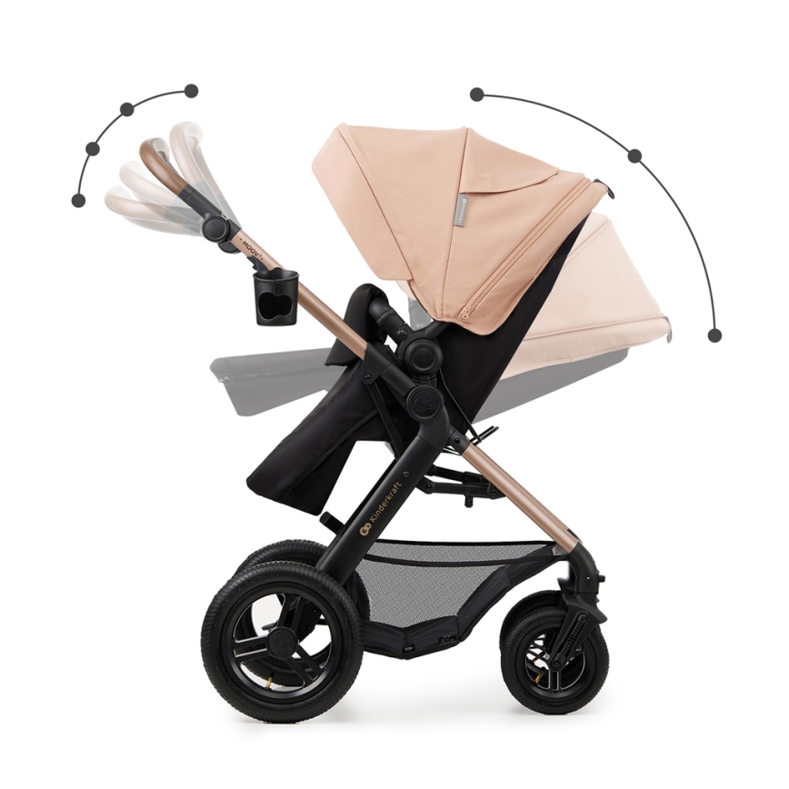 KINDERKRAFT - Комбинирана бебешка количка 3в1 MOOV 2 AIR Sand бежов + автомобилна седалка MINK PRO