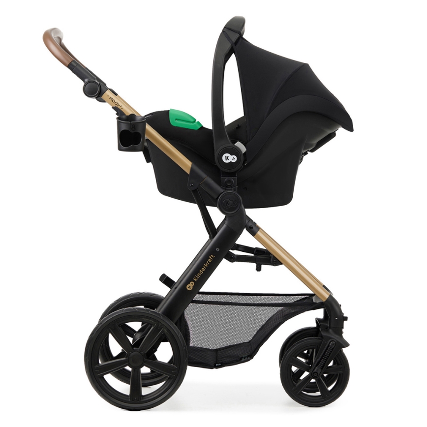 KINDERKRAFT - Комбинирана бебешка количка 3в1 MOOV 2 Pure черен + автомобилна седалка MINK PRO