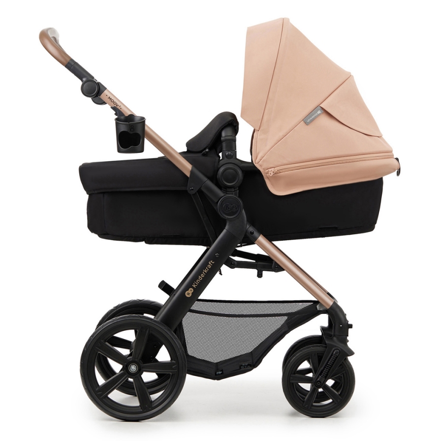 KINDERKRAFT - Комбинирана бебешка количка 3в1 MOOV 2 Sand бежов + автомобилна седалка MINK PRO
