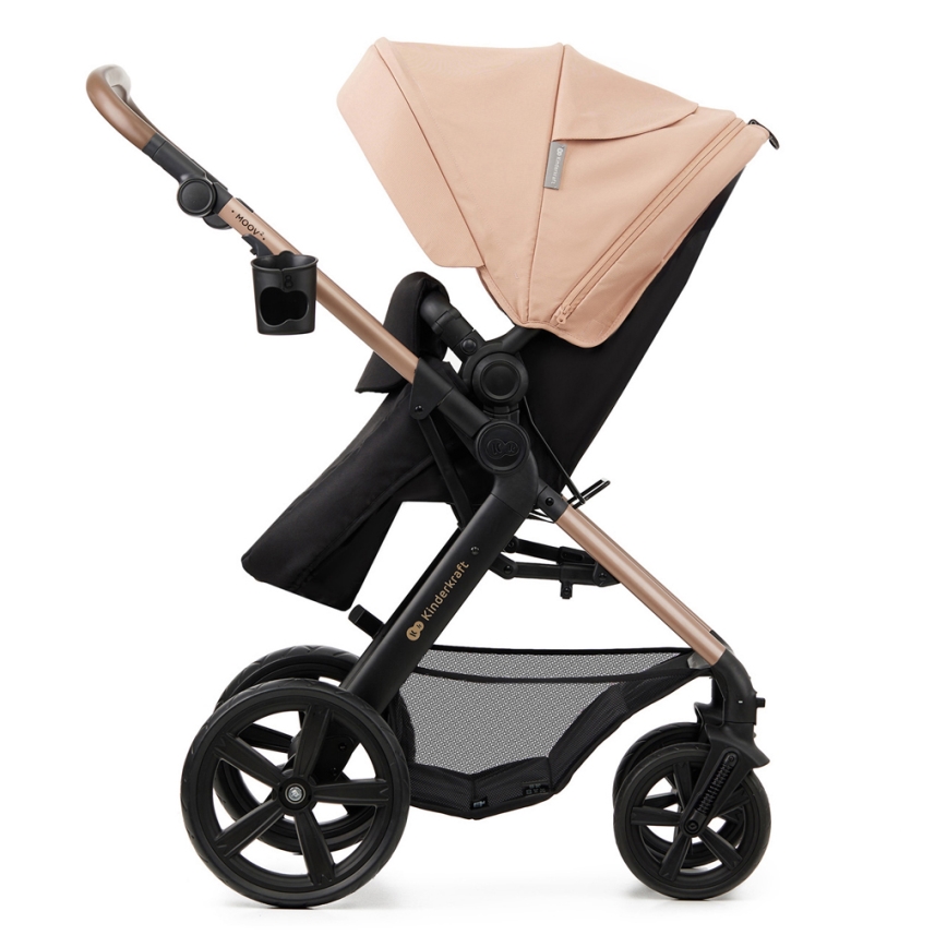 KINDERKRAFT - Комбинирана бебешка количка 3в1 MOOV 2 Sand бежов + автомобилна седалка MINK PRO