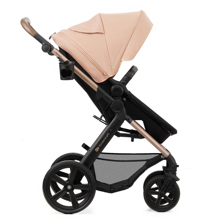 KINDERKRAFT - Комбинирана бебешка количка 3в1 MOOV 2 Sand бежов + автомобилна седалка MINK PRO